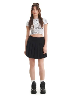 Cropp Spódnice*Czarna plisowana spódniczka mini czarny