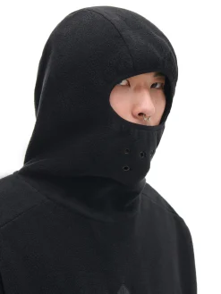 Cropp Bluzy*Czarna polarowa bluza z kapturem czarny