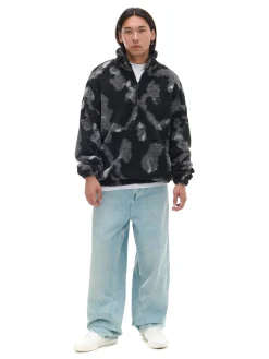 Cropp Bluzy*Czarna polarowa bluza ze stójką czarny