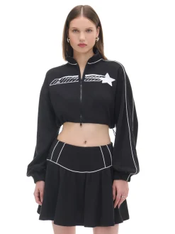 Cropp Bluzy|Sety*Czarna rozpinana bluza crop czarny