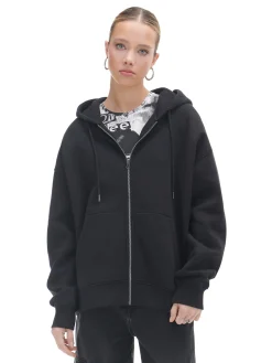 Cropp Bluzy*Czarna rozpinana bluza oversize czarny