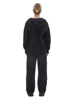 Cropp Bluzy*Czarna rozpinana bluza oversize czarny