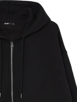 Cropp Bluzy*Czarna rozpinana bluza oversize czarny