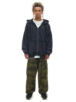 Cropp Bluzy*Czarna rozpinana bluza z kapturem czarny