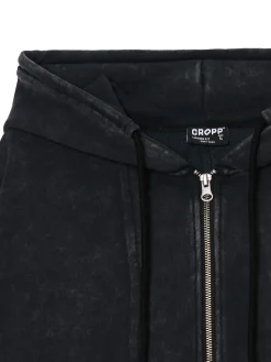 Cropp Bluzy*Czarna rozpinana bluza z kapturem czarny