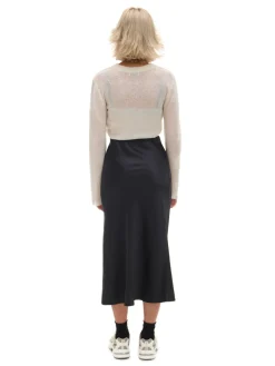 Cropp Spódnice*Czarna satynowa spódnica czarny