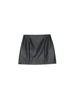 Cropp Spódnice*Czarna spódniczka mini z imitacji skóry czarny