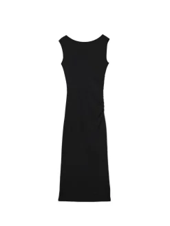 Cropp Sukienki, Kombinezony*Czarna sukienka maxi z marszczeniem czarny