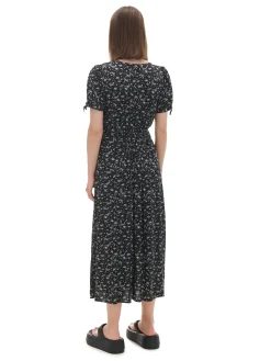 Cropp Sukienki, Kombinezony*Czarna sukienka midi w kwiaty czarny