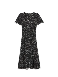 Cropp Sukienki, Kombinezony*Czarna sukienka midi w kwiaty czarny
