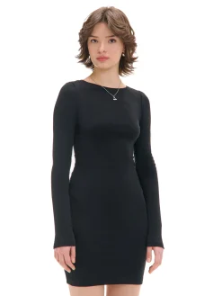 Cropp Sukienki, Kombinezony*Czarna sukienka mini z długimi rękawami czarny