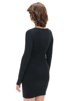 Cropp Sukienki, Kombinezony*Czarna sukienka mini z długimi rękawami czarny