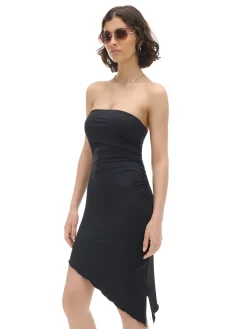 Cropp Sukienki, Kombinezony*Czarna sukienka z ozdobnym marszczeniem czarny