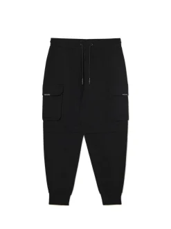 Cropp Spodnie*Czarne dresowe joggery z kieszeniami czarny