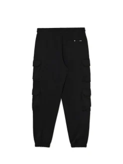 Cropp Spodnie*Czarne dresowe joggery z kieszeniami cargo czarny