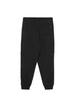 Cropp Spodnie*Czarne dresowe joggery z nadrukiem na nogawce czarny
