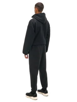 Cropp Spodnie*Czarne dresowe joggery z nadrukiem na nogawce czarny