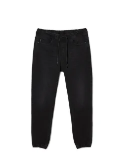 Cropp Jeansy*Czarne jeansowe joggery czarny