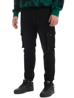 Cropp Jeansy*Czarne jeansowe joggery cargo czarny