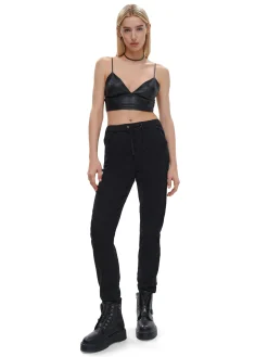 Cropp Jeansy*Czarne jeansowe joggery slim czarny