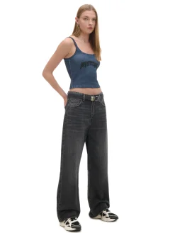 Cropp Jeansy*Czarne jeansy baggy czarny