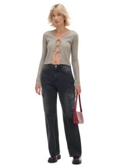 Cropp Jeansy*Czarne jeansy baggy czarny