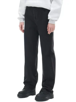 Cropp Jeansy*Czarne jeansy straight z efektem sprania czarny