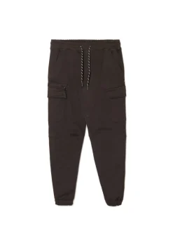 Cropp Spodnie*Czarne joggery basic z kieszeniami cargo czarny