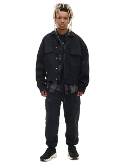 Cropp Spodnie*Czarne joggery cargo czarny