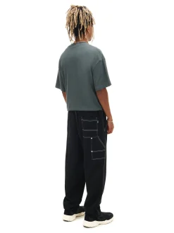 Cropp Spodnie*Czarne joggery z białym przeszyciem czarny