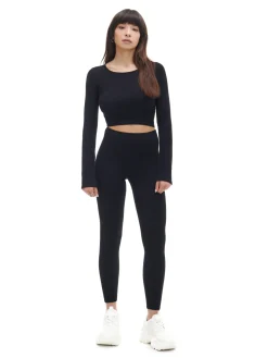 Cropp Spodnie*Czarne prążkowane legginsy czarny