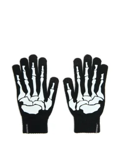 Cropp Rękawiczki*Czarne rękawiczki z nadrukiem kości czarny