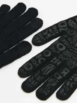 Cropp Rękawiczki*Czarne rękawiczki z napisami czarny