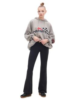 Cropp Spodnie*Czarne spodnie flare z wysokim stanem czarny