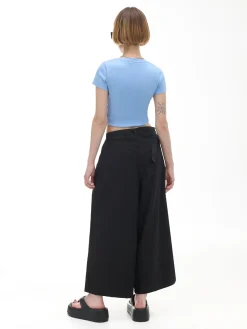 Cropp Spodnie*Czarne spodnie kuloty z wiskozą czarny