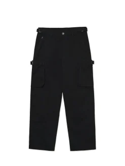 Cropp Spodnie*Czarne spodnie loose z regulacją czarny