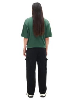 Cropp Spodnie*Czarne spodnie loose z regulacją czarny