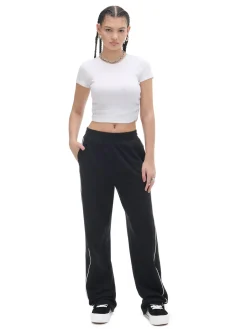 Cropp Spodnie*Czarne spodnie wide leg z wysokim stanem czarny