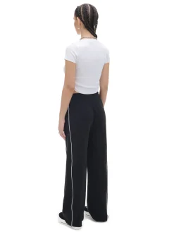 Cropp Spodnie*Czarne spodnie wide leg z wysokim stanem czarny