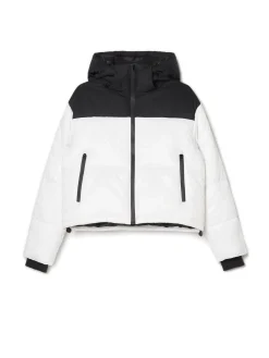 Cropp Kurtki, Płaszcze*Czarno-biała kurtka puffer z kapturem biały
