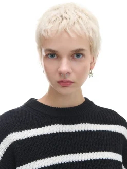 Cropp Swetry*Czarno-biały sweter z szerokim rękawem czarny