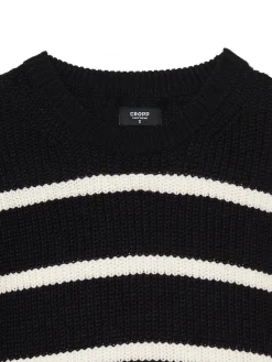 Cropp Swetry*Czarno-biały sweter z szerokim rękawem czarny