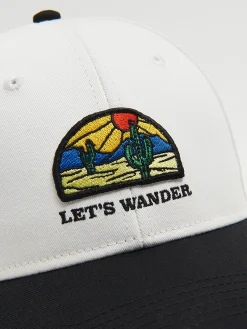 Cropp Czapki*Czarno-kremowa czapka z daszkiem kremowy