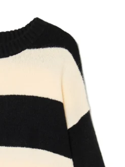 Cropp Swetry*Czarno- sweter w paski kremowy