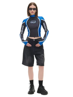 Cropp Koszulki, Topy*Czarno-niebieska koszulka longsleeve Baltic Games wielobarwny