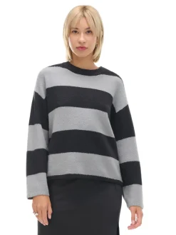 Cropp Swetry*Czarno-szary sweter w paski czarny