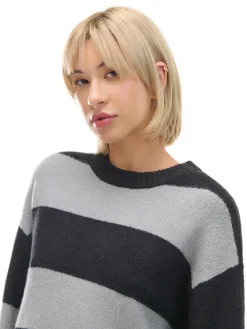 Cropp Swetry*Czarno-szary sweter w paski czarny