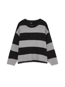 Cropp Swetry*Czarno-szary sweter w paski czarny