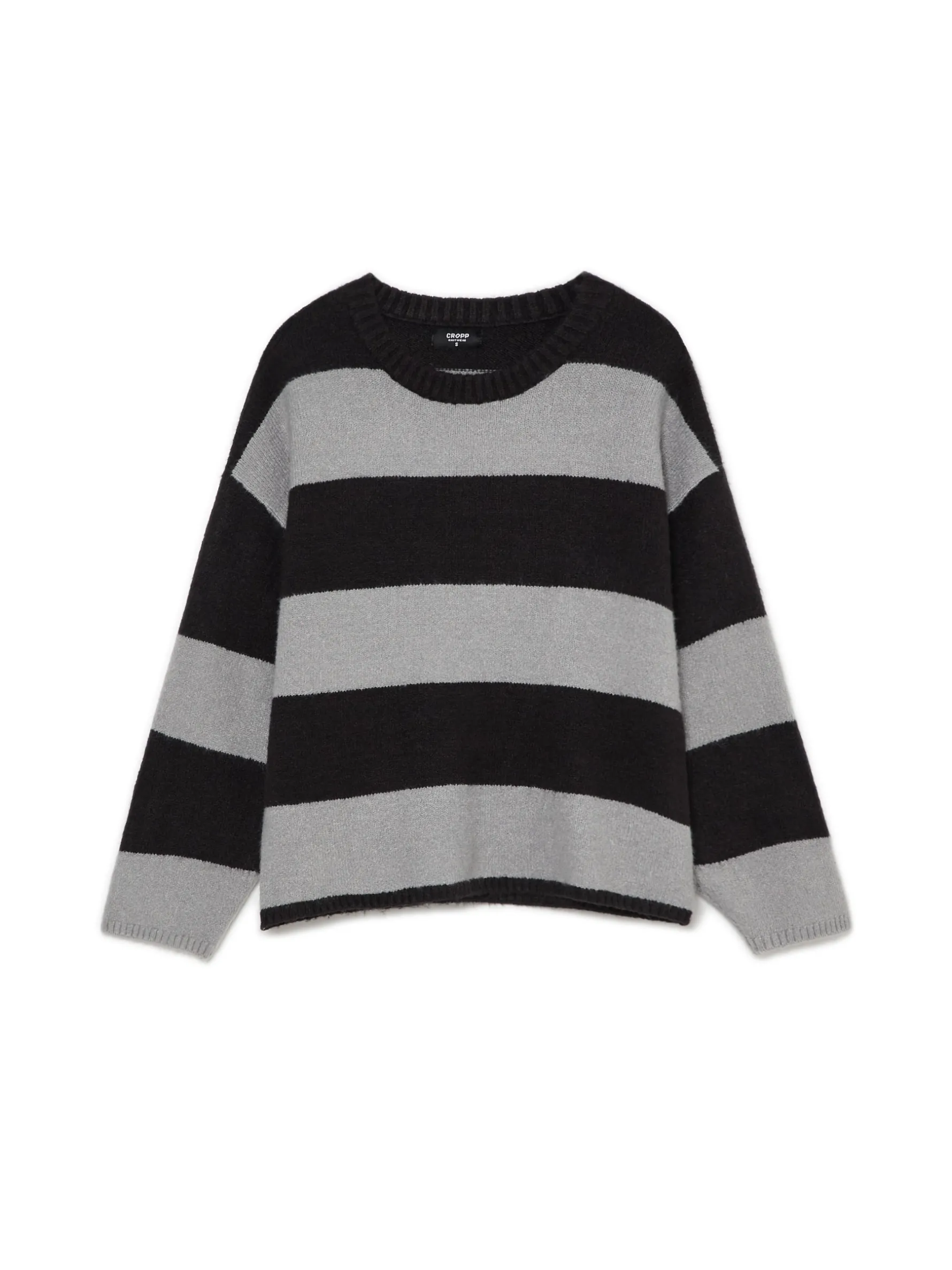 Cropp Swetry*Czarno-szary sweter w paski czarny