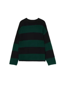 Cropp Swetry*Czarno- sweter w paski zielony